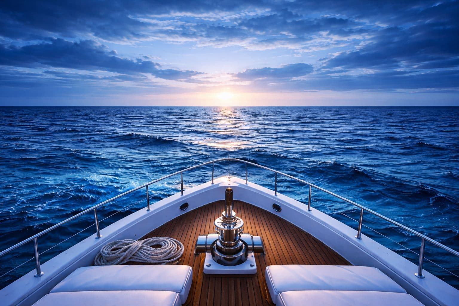 Open ocean at sunset from a dive boat
